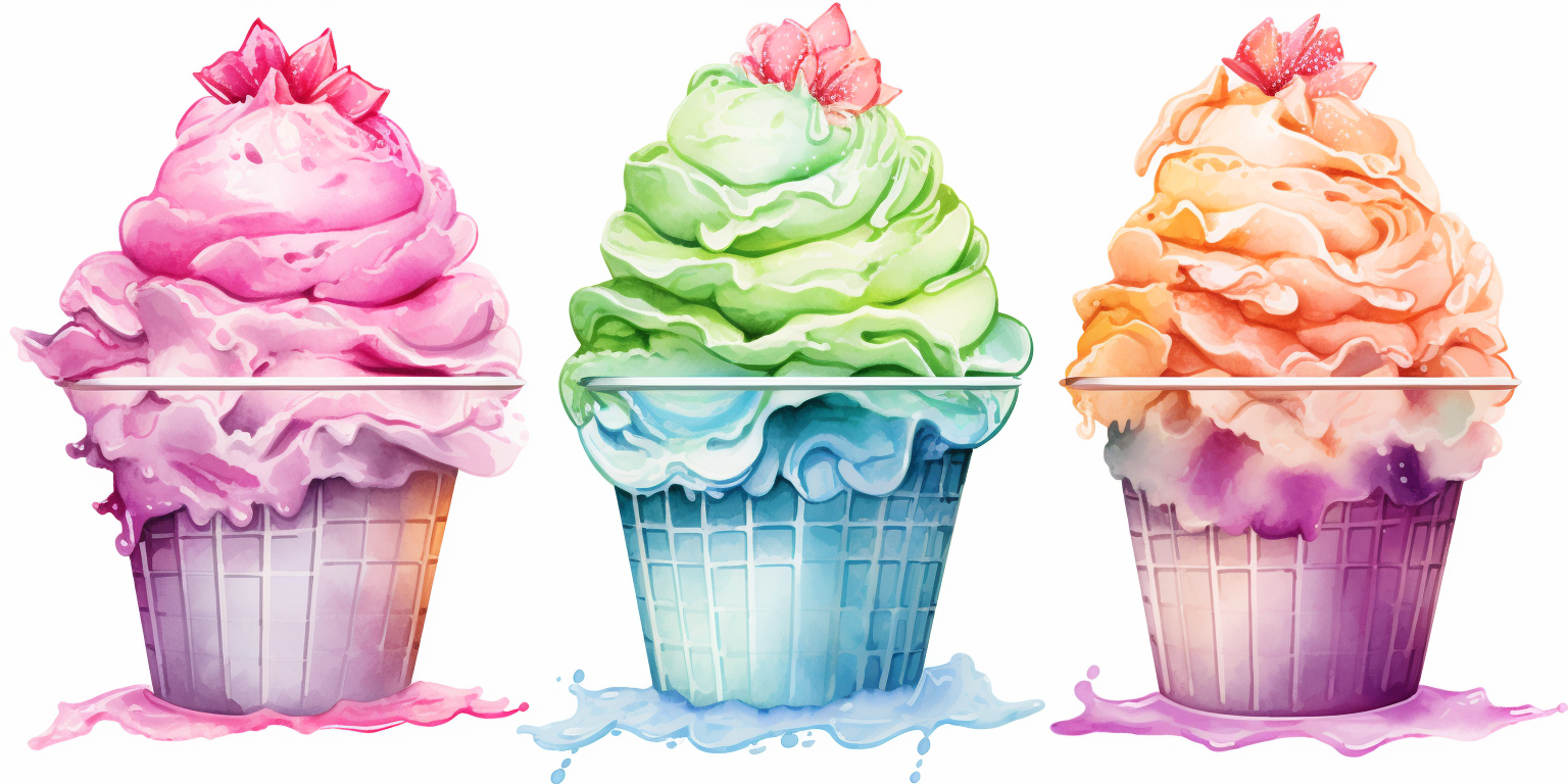 Watercolor Hawaiian Shaved Ice Clipart