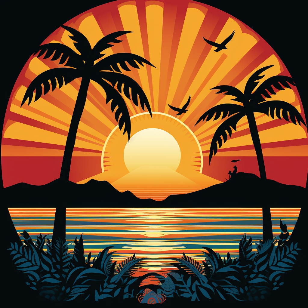 Hawaiian sunset tribal art design