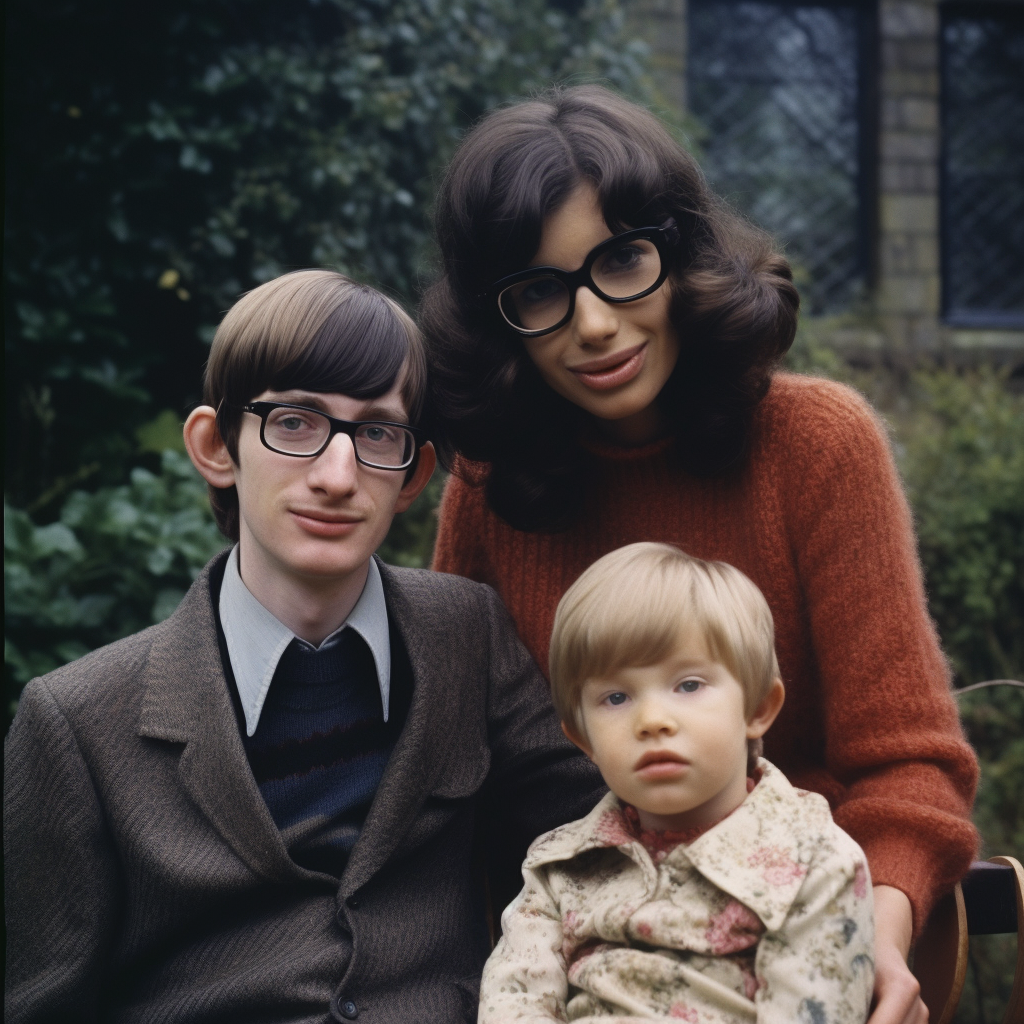 Stephen Hawking with his family