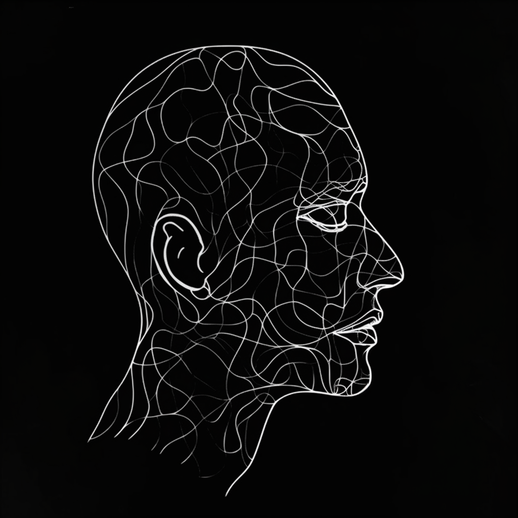 Outline of a person's head with black space