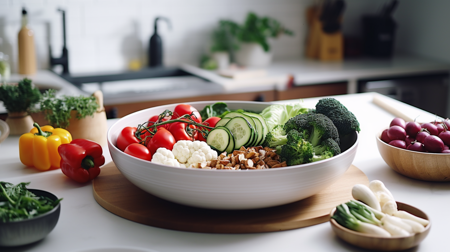 Healthy Food Bowl on White Countertop