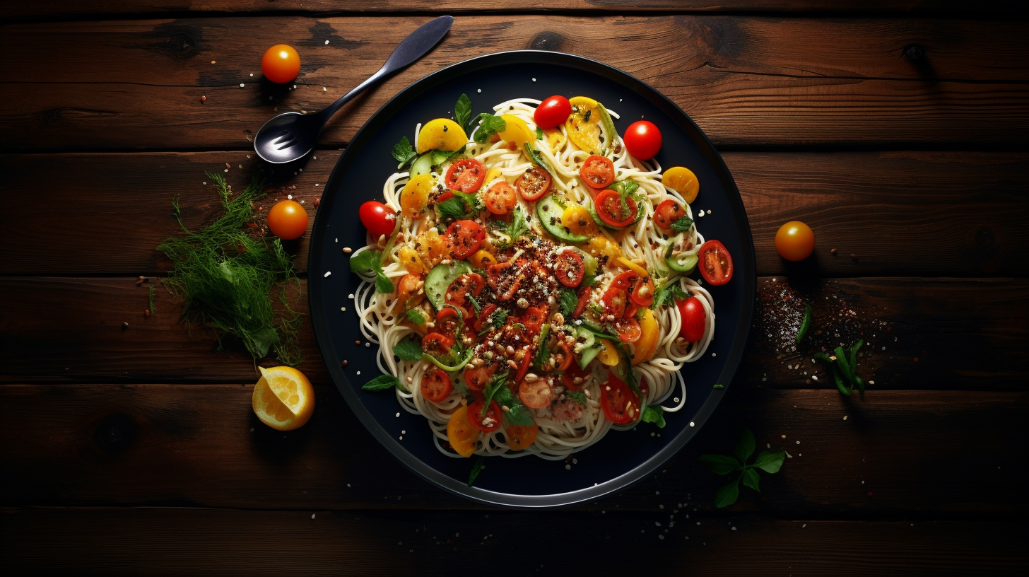 Food Dish on Dark Wood Table