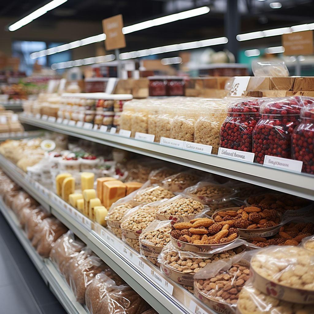 Organic Flour, Cereals, and Drinks on High Rack