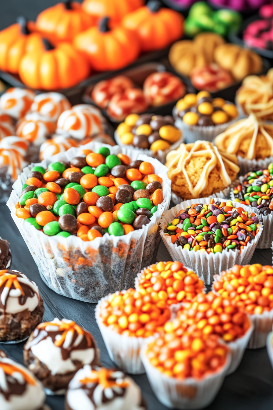 Halloween candy treats cookbook background image