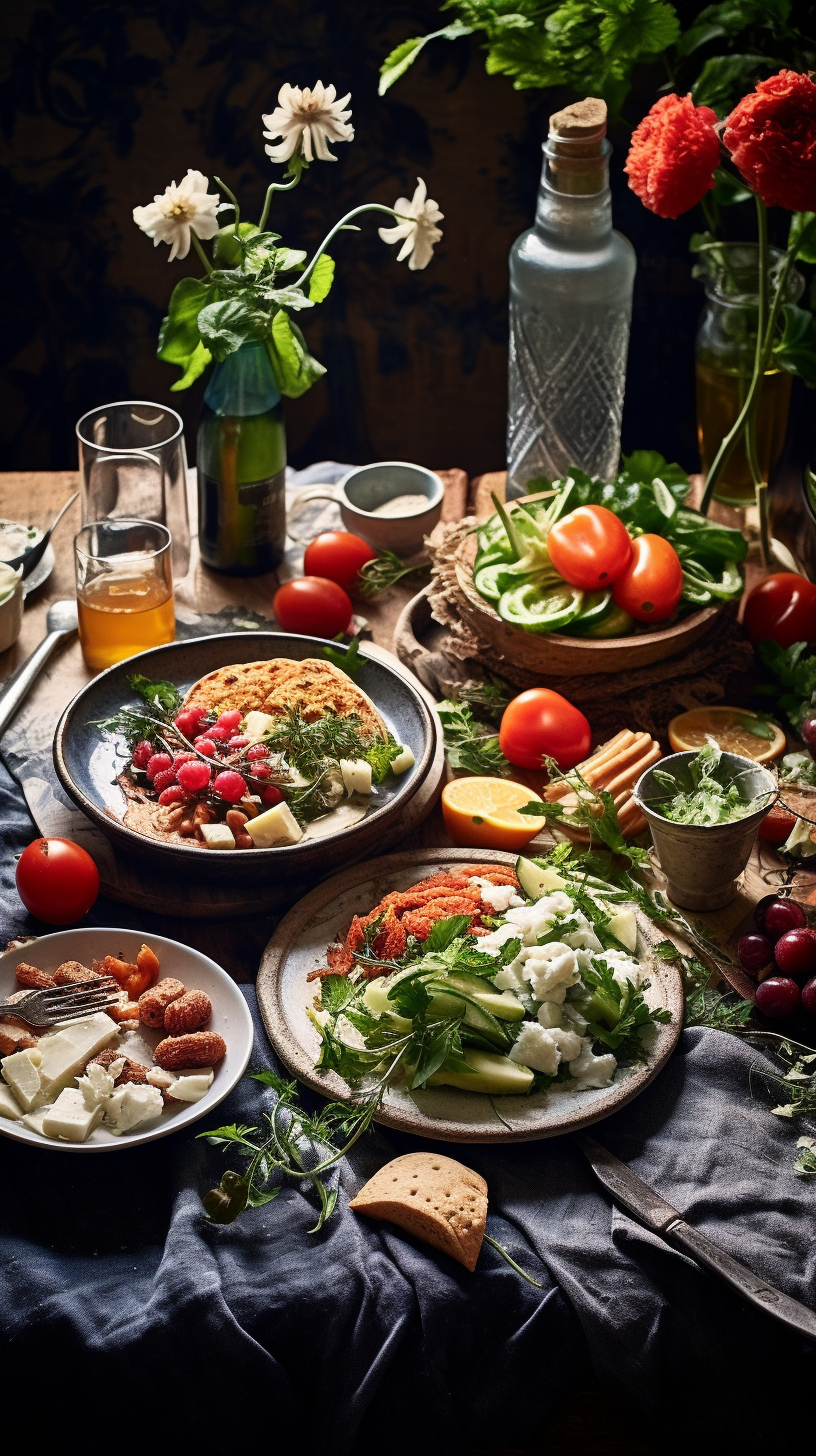 Healthy meal on dinner table