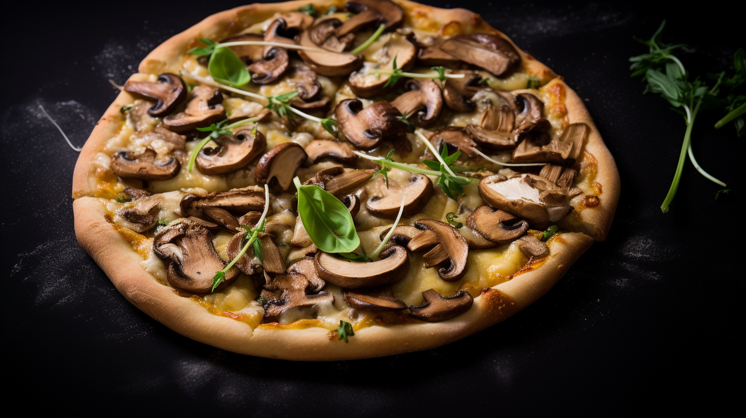 Closeup of Healthy Mushroom and Garlic Pizza