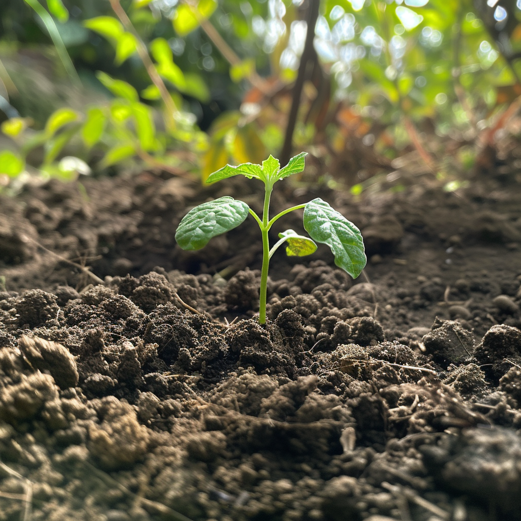 Healthy sprout plant in soil