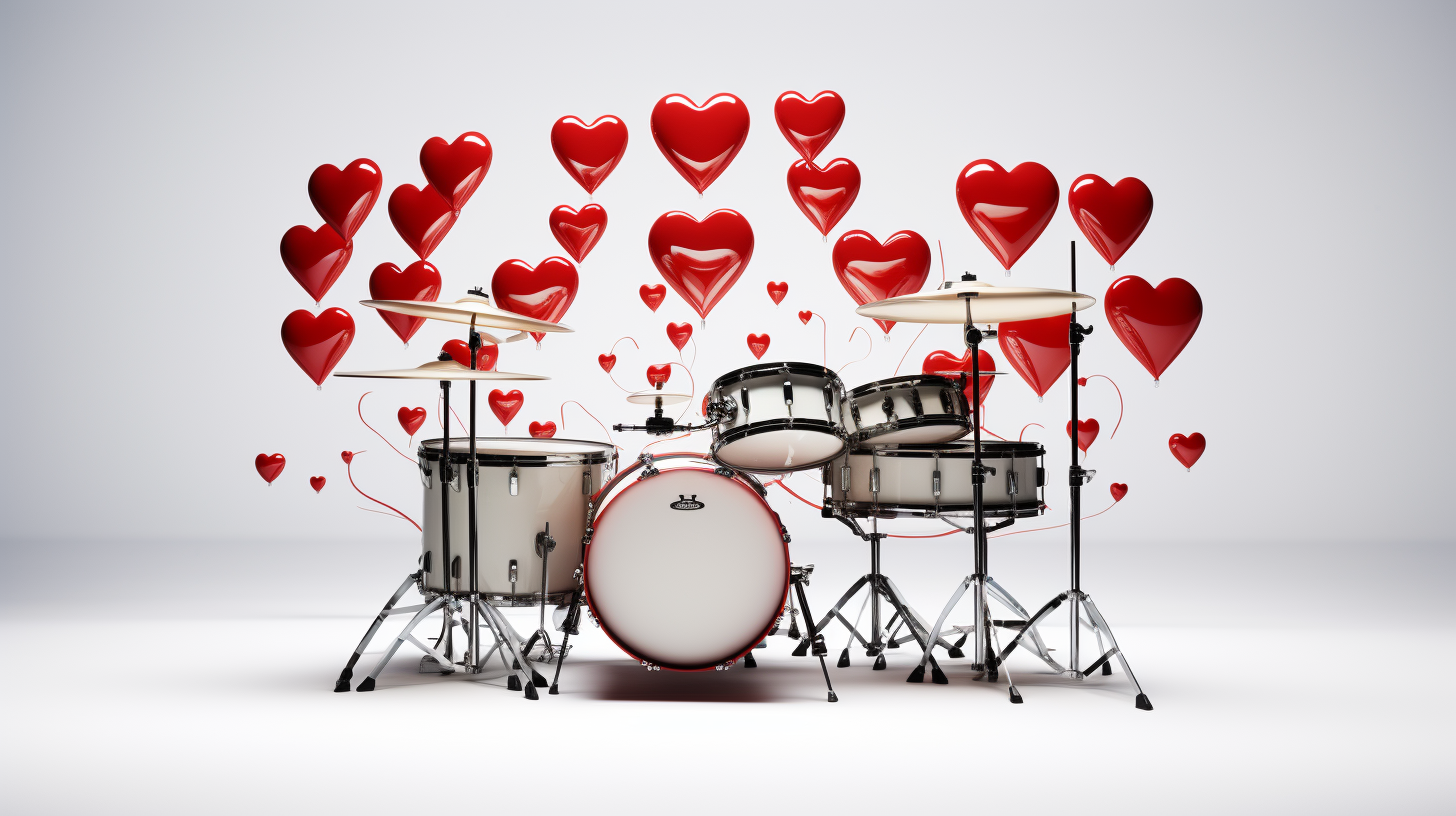 Heart EKG Drum Set on White Background