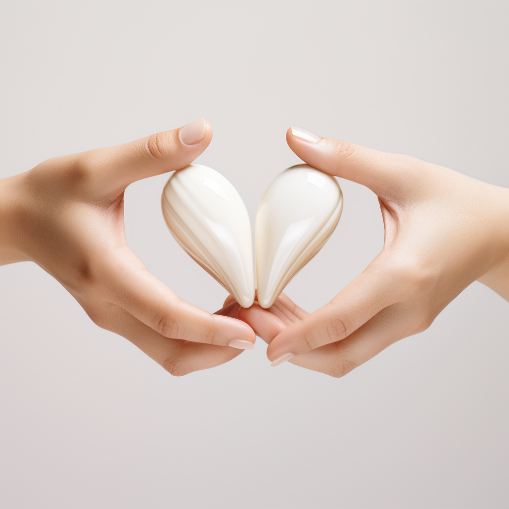 Heart-shaped hands in white environment