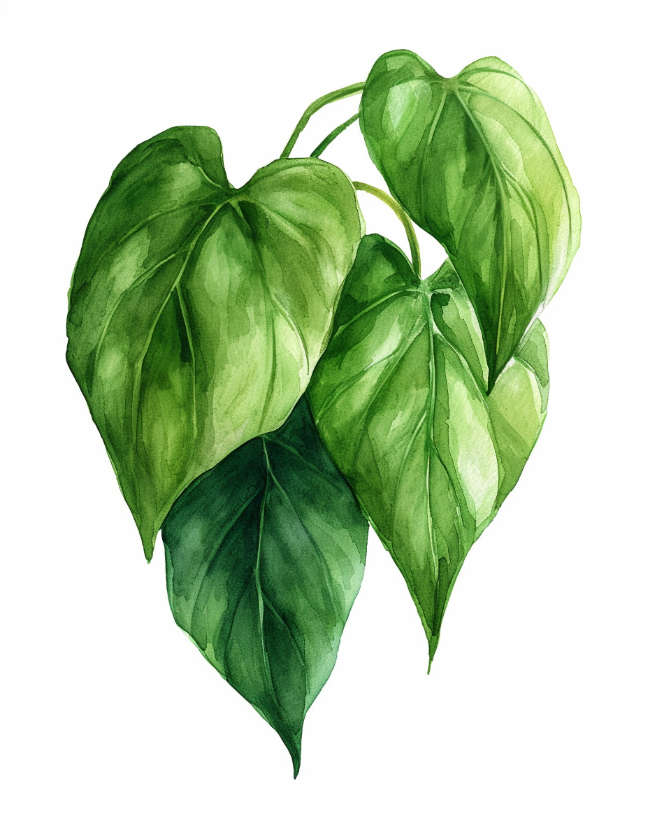 Heart Leaf Philodendron Plant Isolated White Background