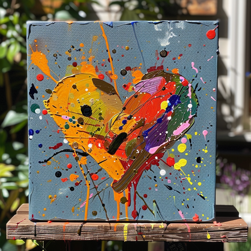 Heart splash on canvas