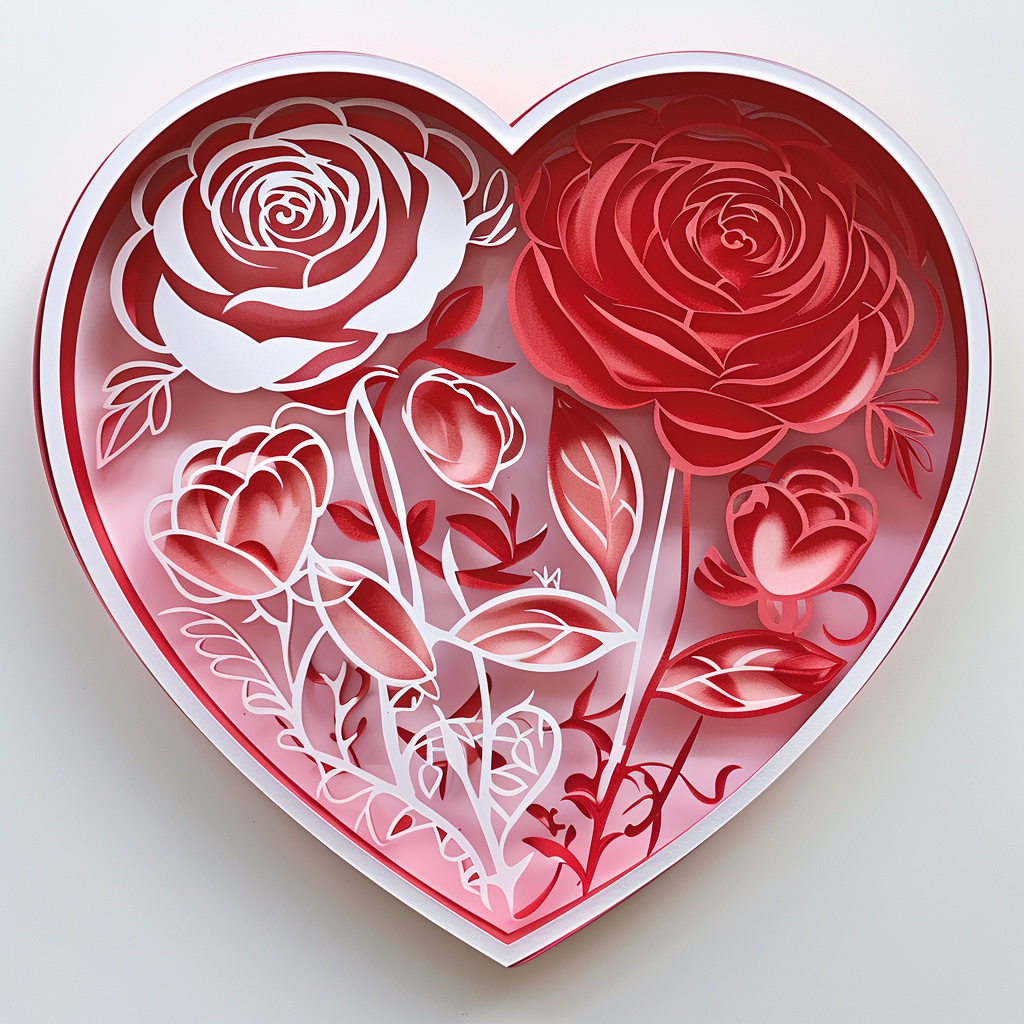 Heart papercut valentine rose love