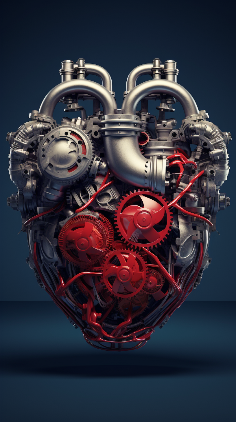 Heart-Shaped Mechanical Engine with Intricate Details