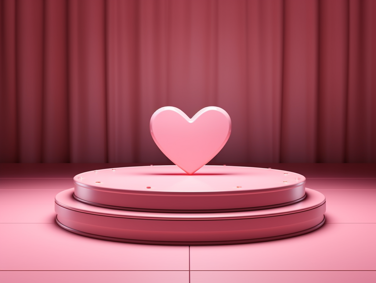 Heart-Shaped Podium with Product Advertisement