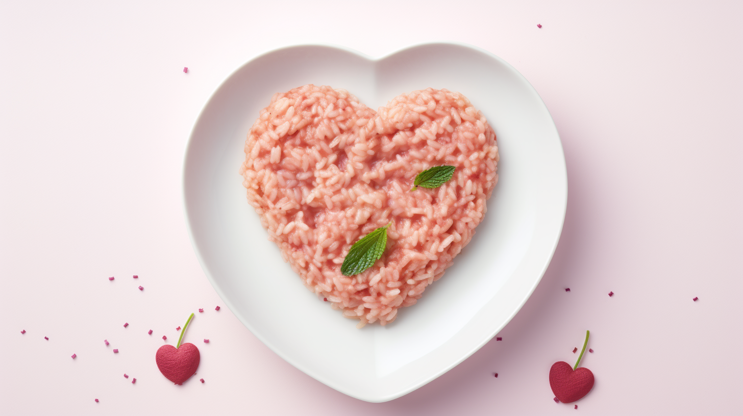 heart-shaped risotto on minimal plate