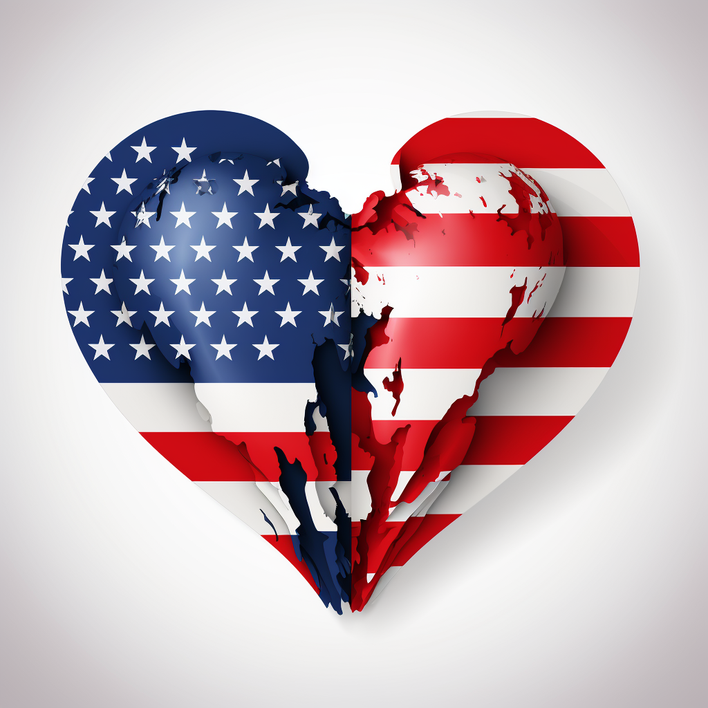 Two-sided Heart Split Flags Sticker