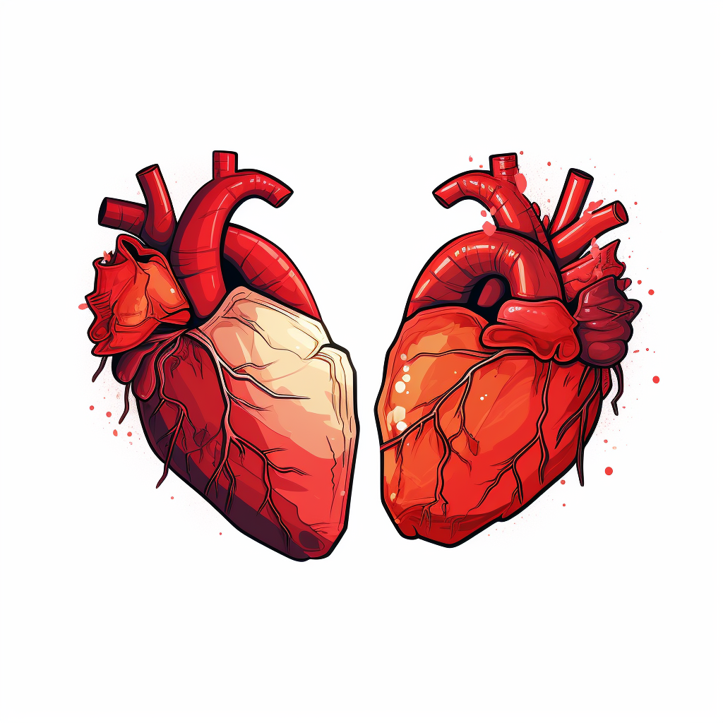 Vector illustration of heart split into two sides