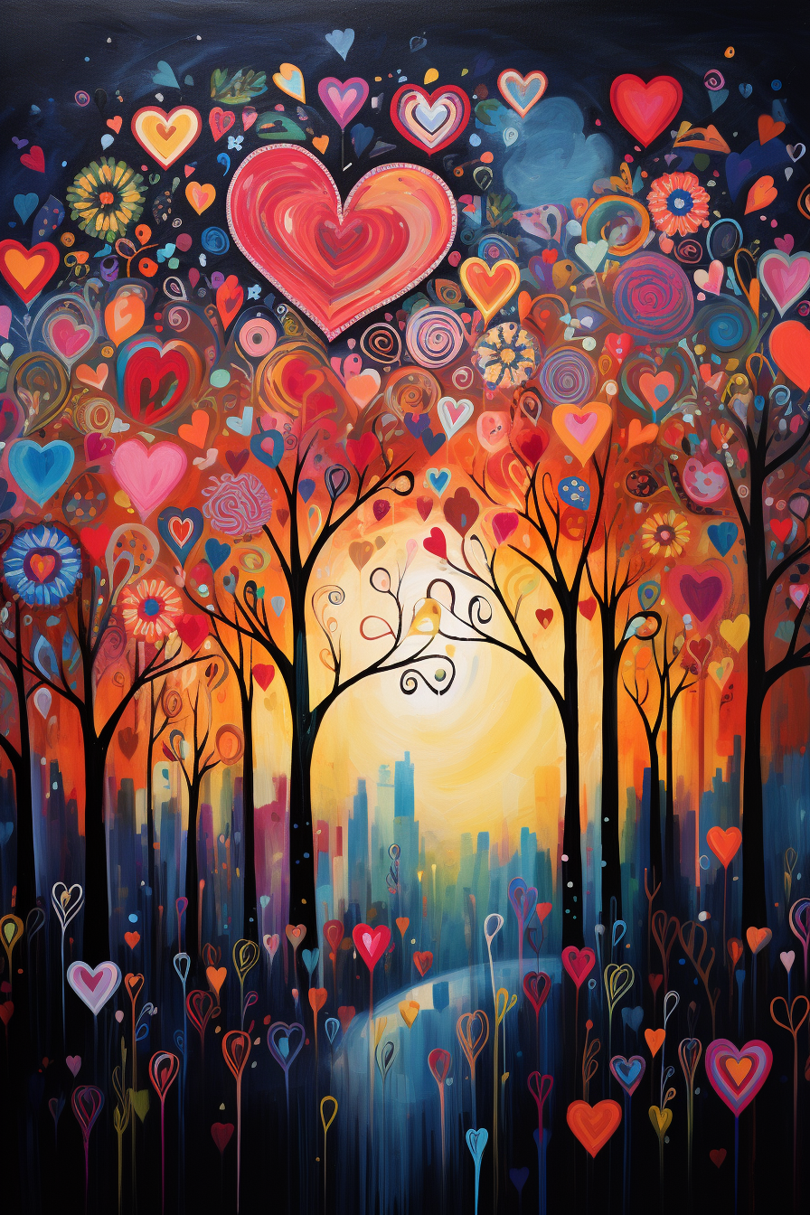 Heart Whimsical Naive Vibrant Picture