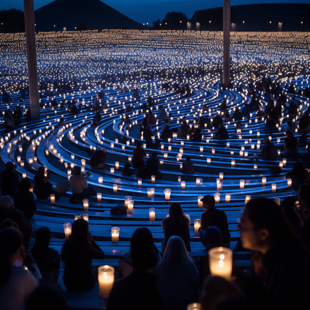 People holding candles in heartfelt night vigil