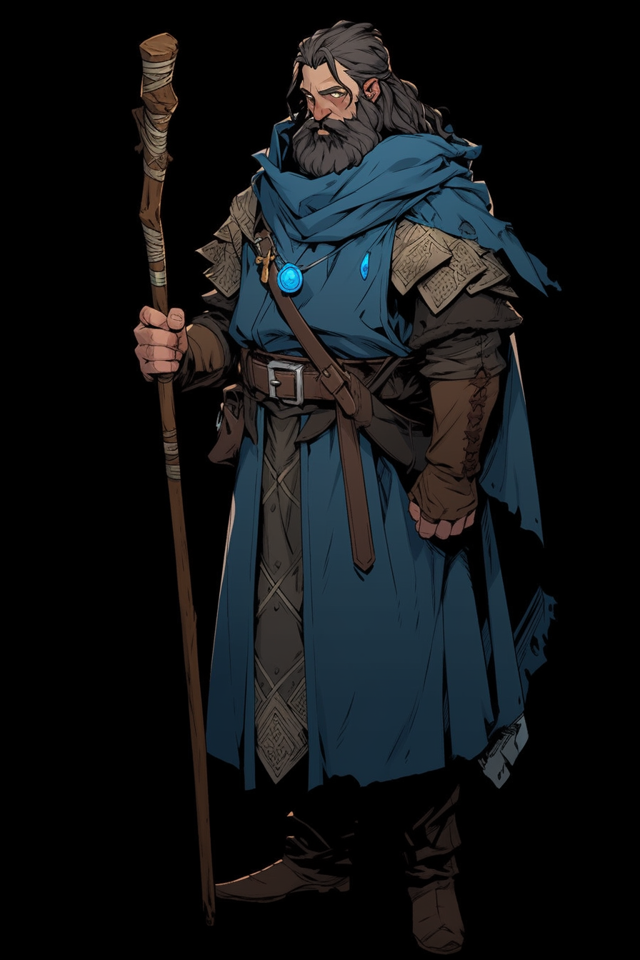 Dark blue heavy set ranger character