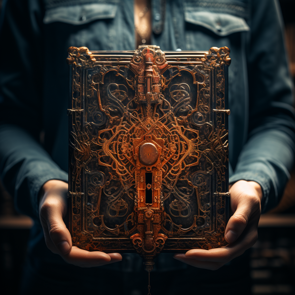 Person holding a heavy closed book