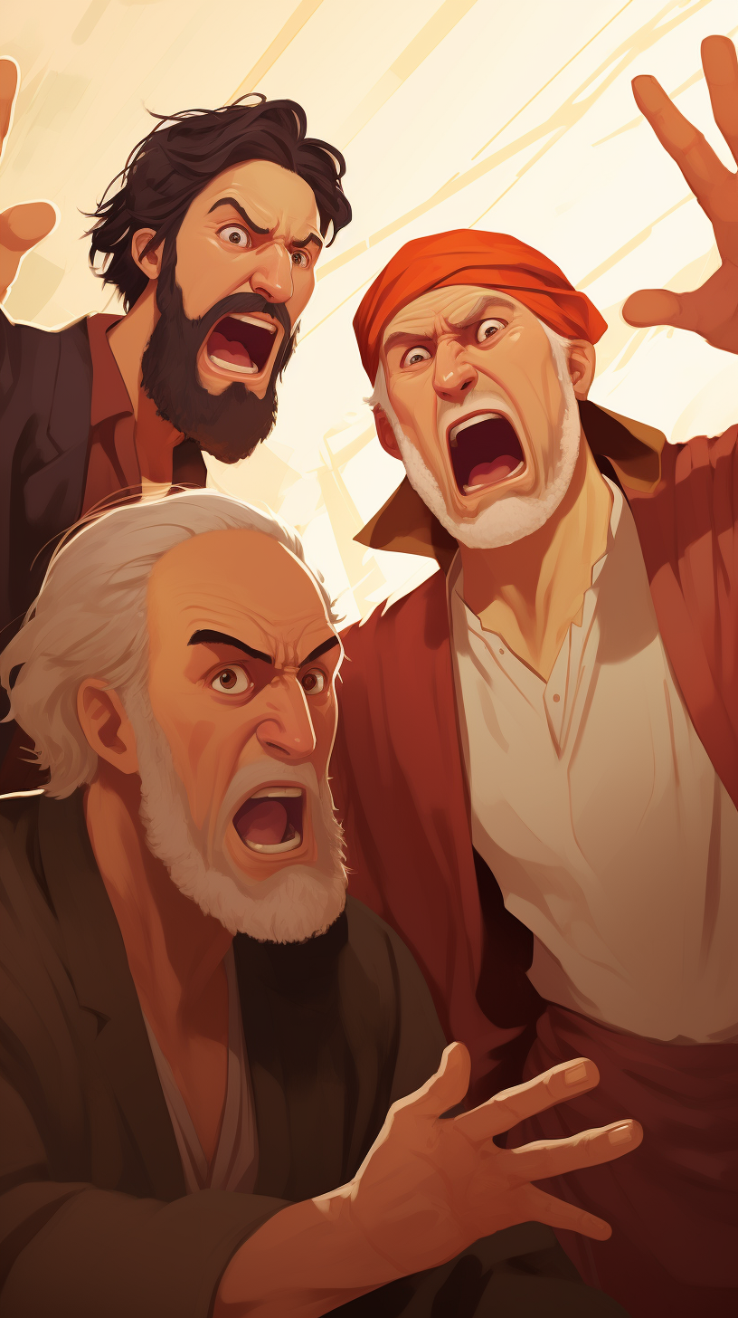 Hebrew Priests Angry Yelling Romans Digital Painting