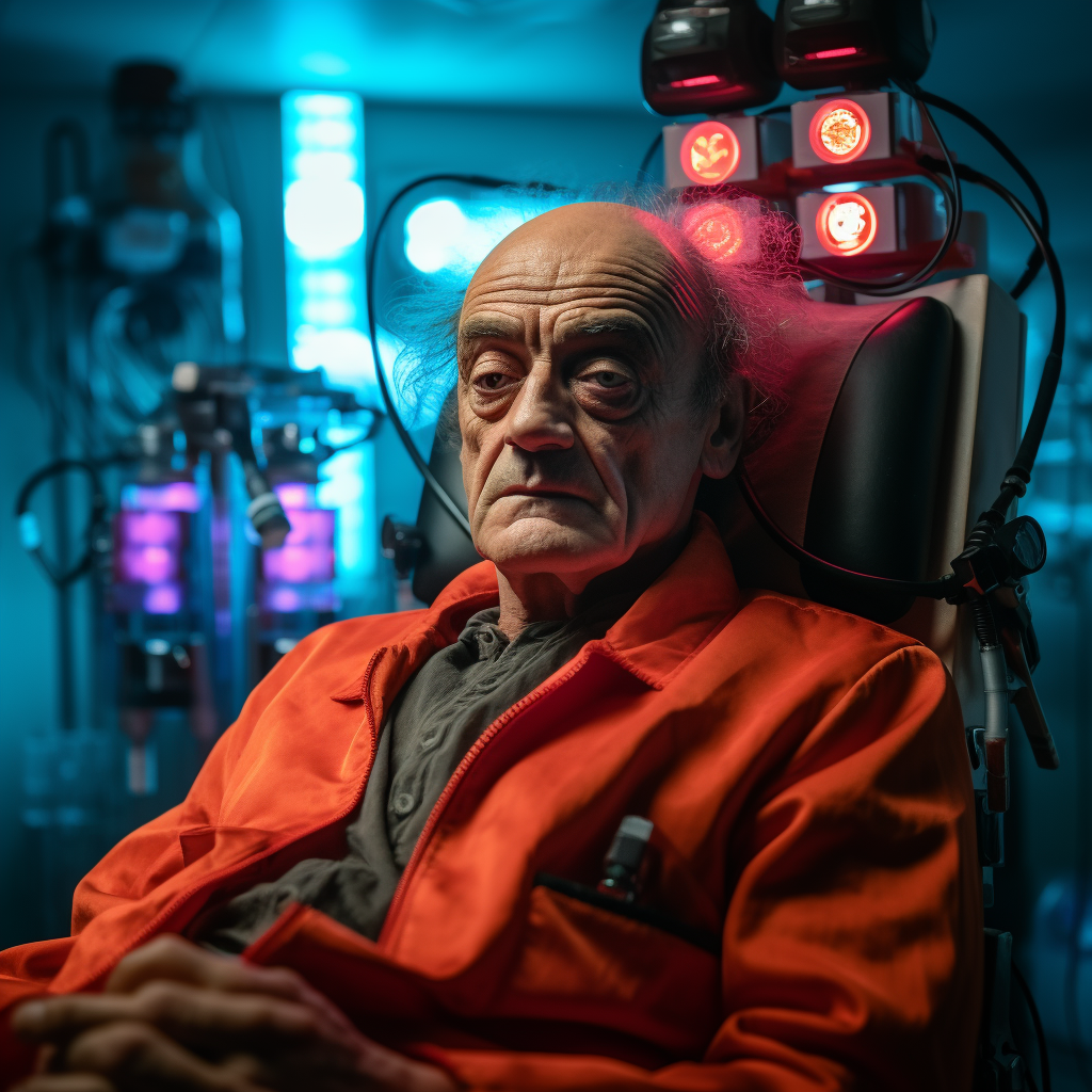 Hector Salamanca in Wheelchair with Oxygen Tube