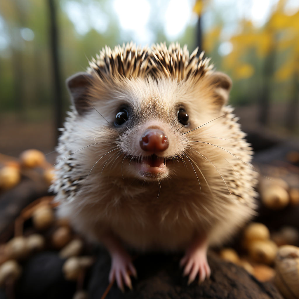 Cute hedgehog hugging flat circle