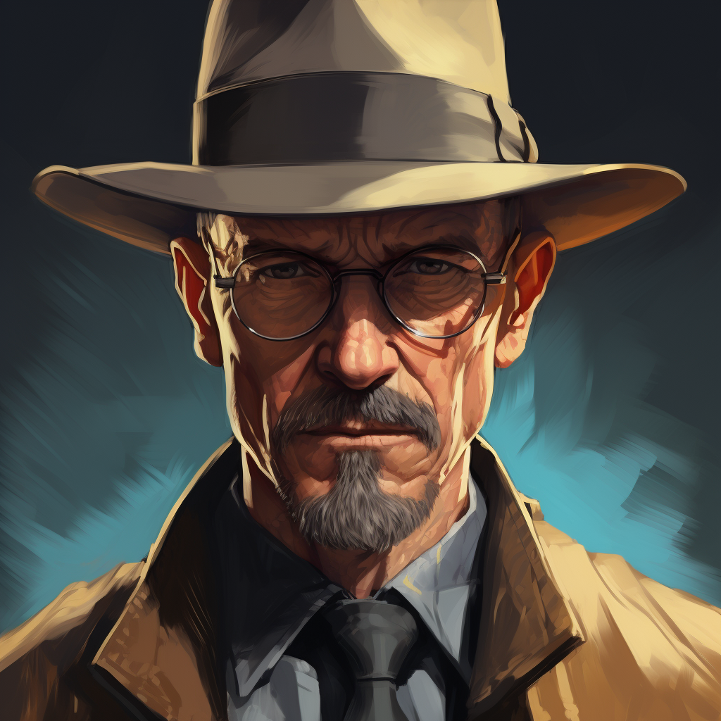 Cartoon version of Heisenberg in Fallout 4 style