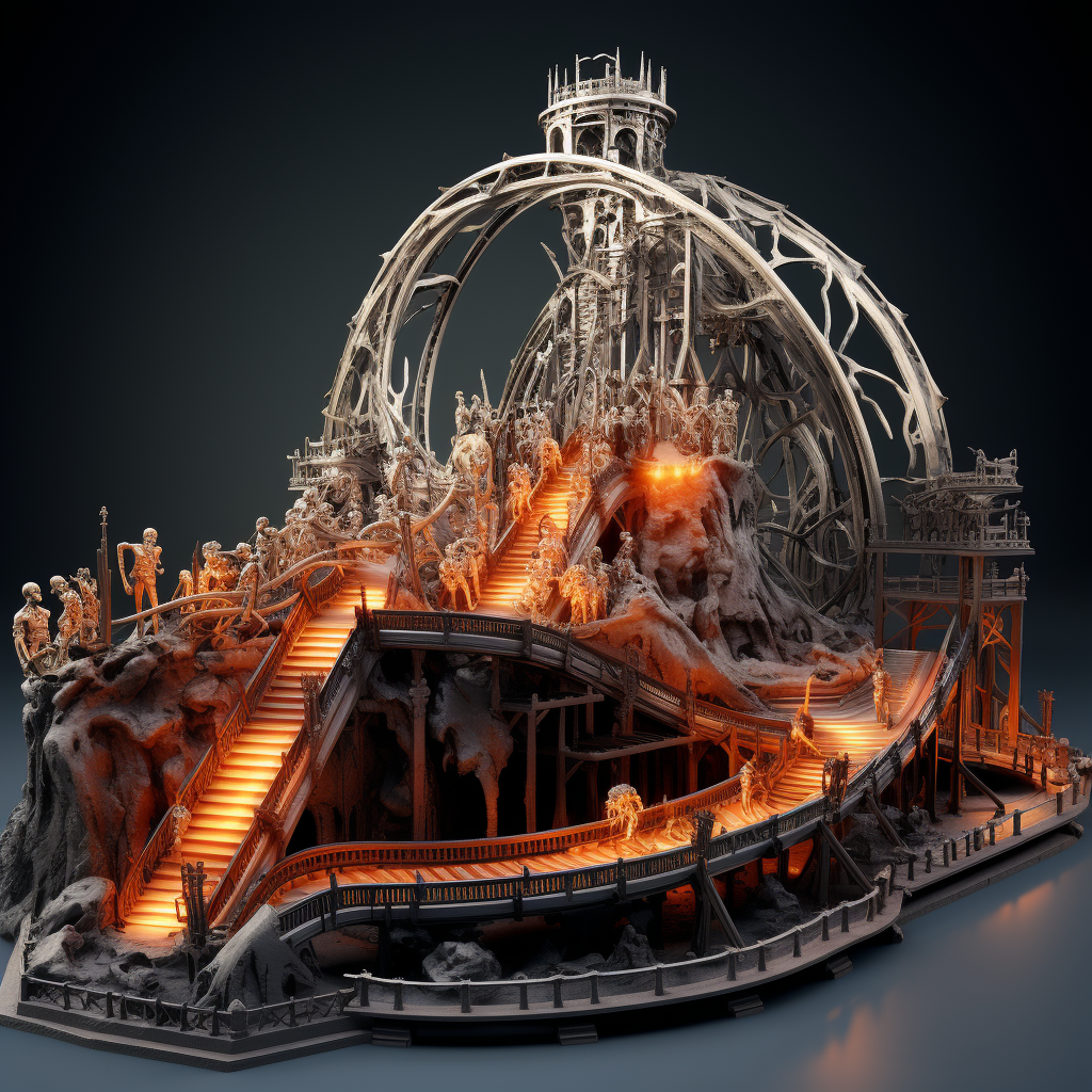 Hell themed rollercoaster with detailed and realistic design