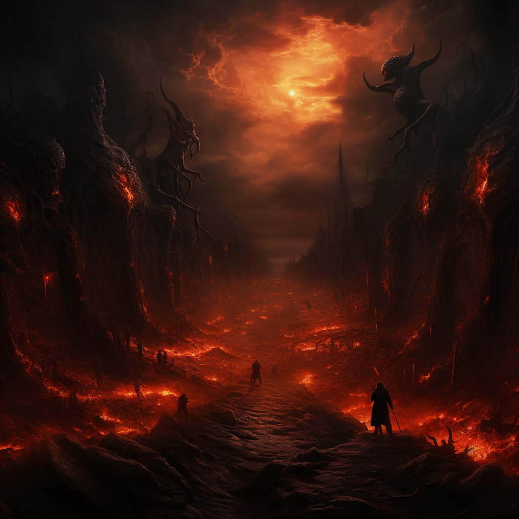 Hellish diabolical concept art painting