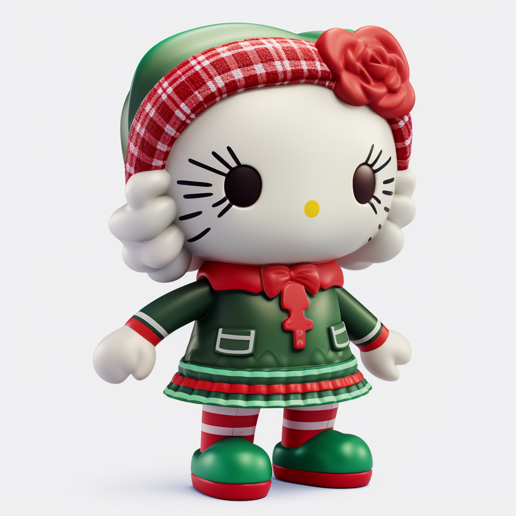 Hello Kitty comic ice skating in red and green