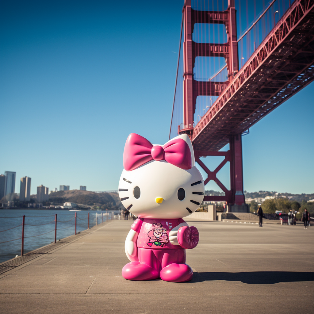 Hello Kitty at Sacramento Golden Tower Bridge