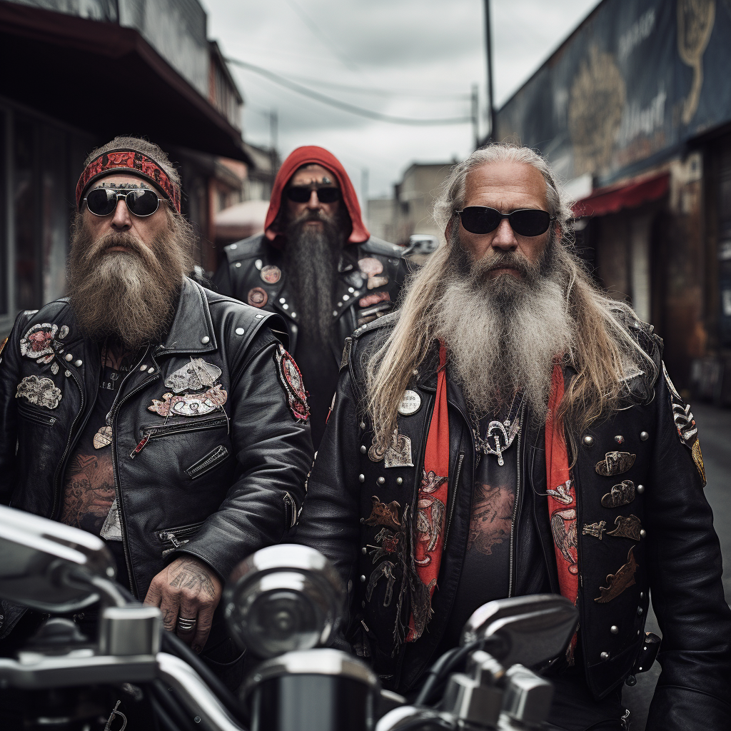 Bikers from Hells Angels club riding together