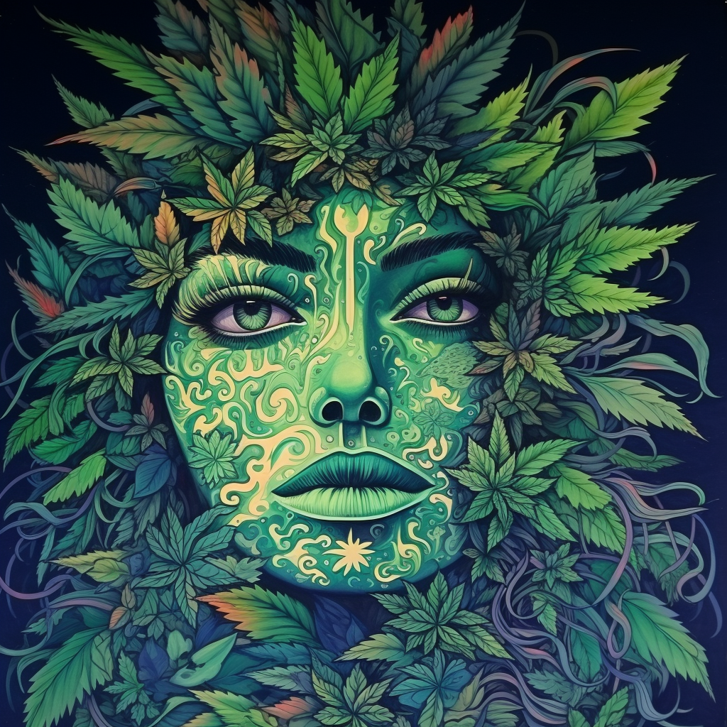 Trippy Characters with Hemp Leaves