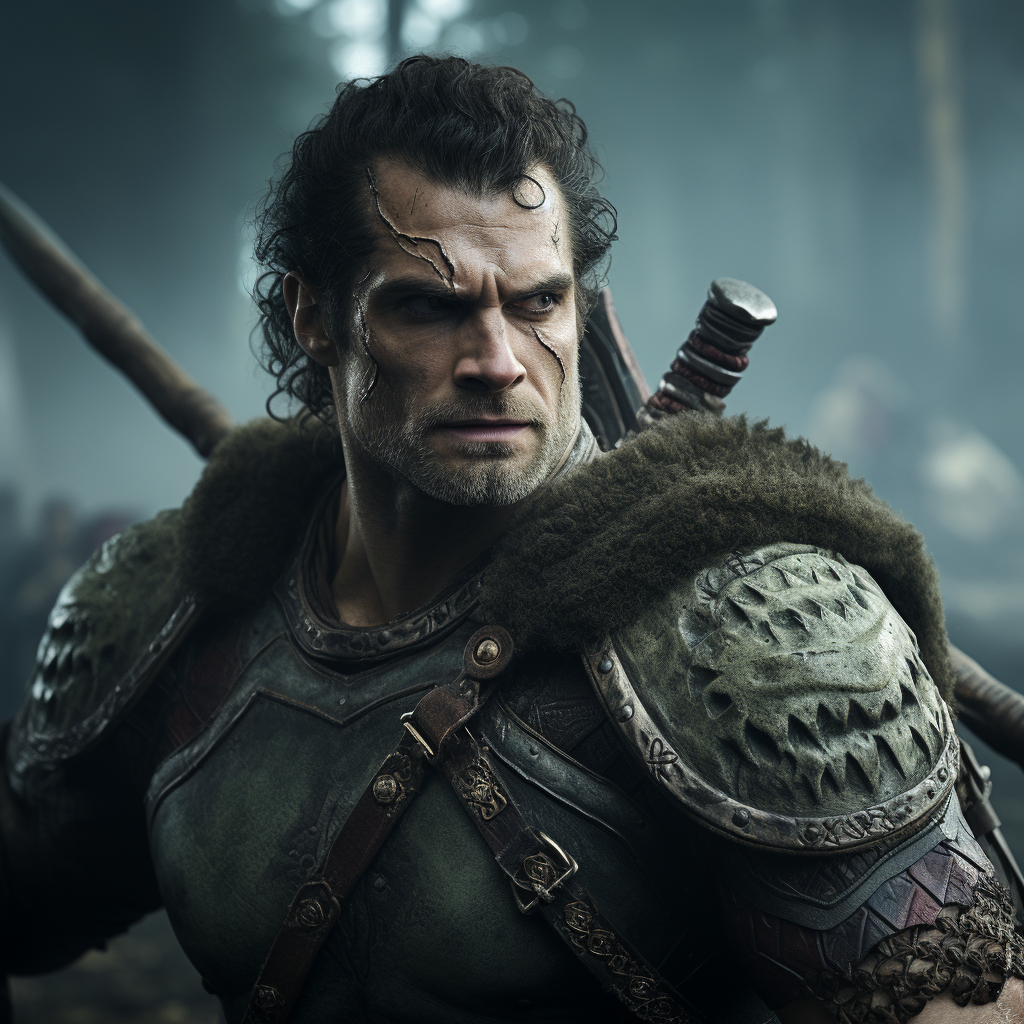 Henry Cavill DND orc with axe