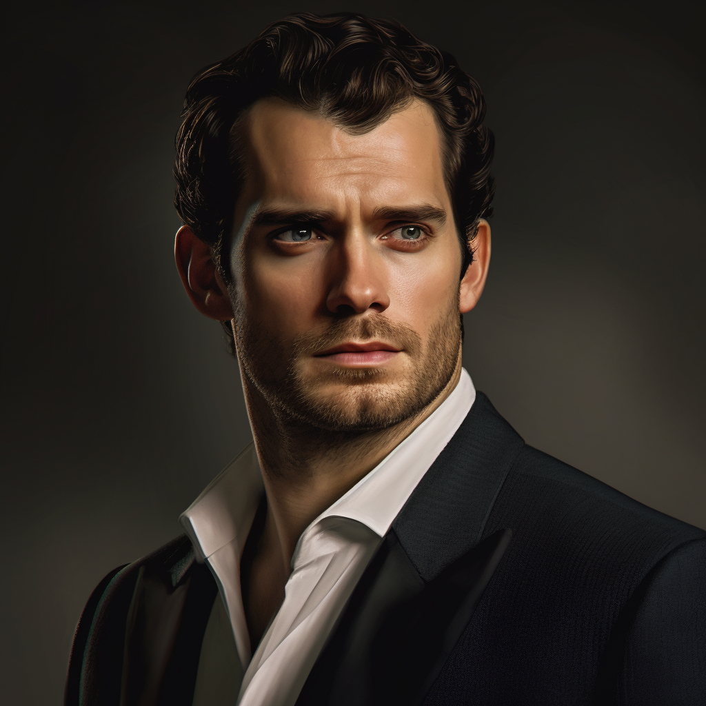 Hyperrealistic side face of Henry Cavill