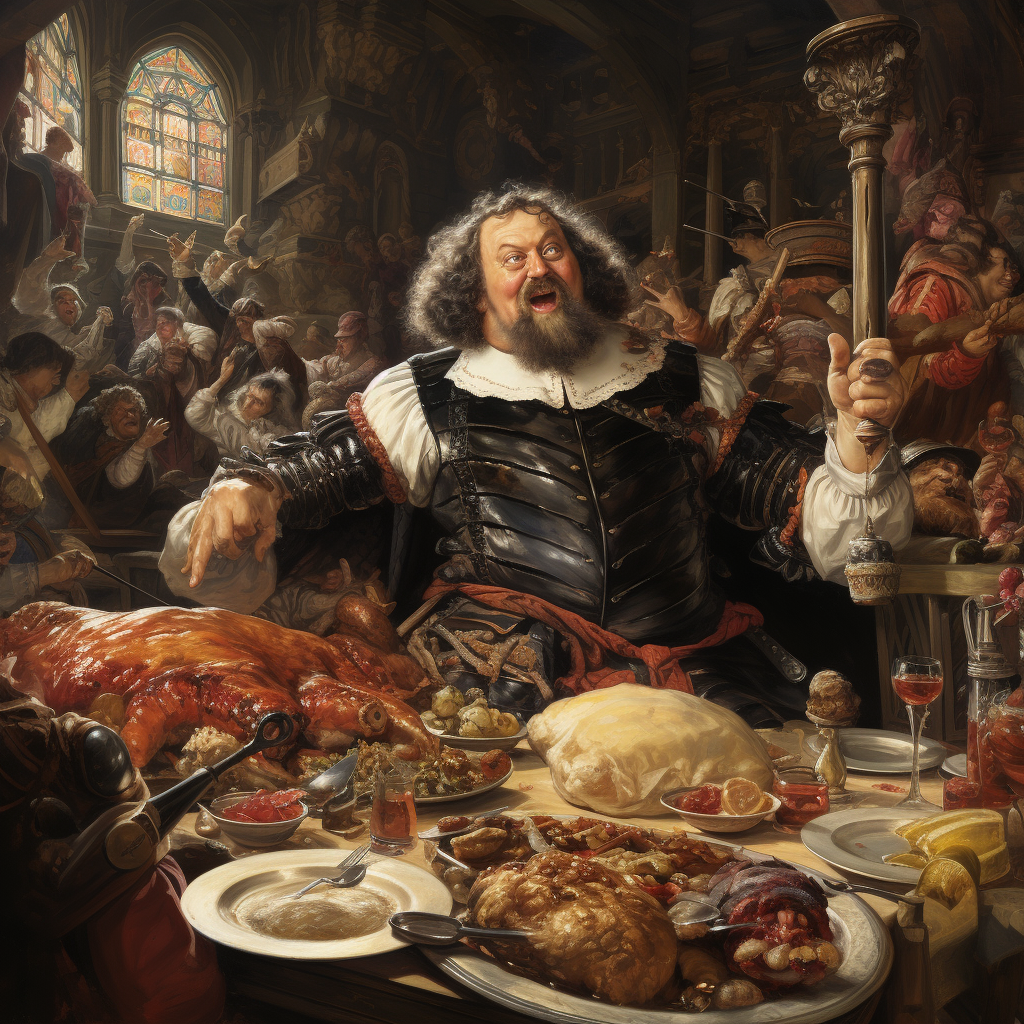 Henry Eight eating huge feast