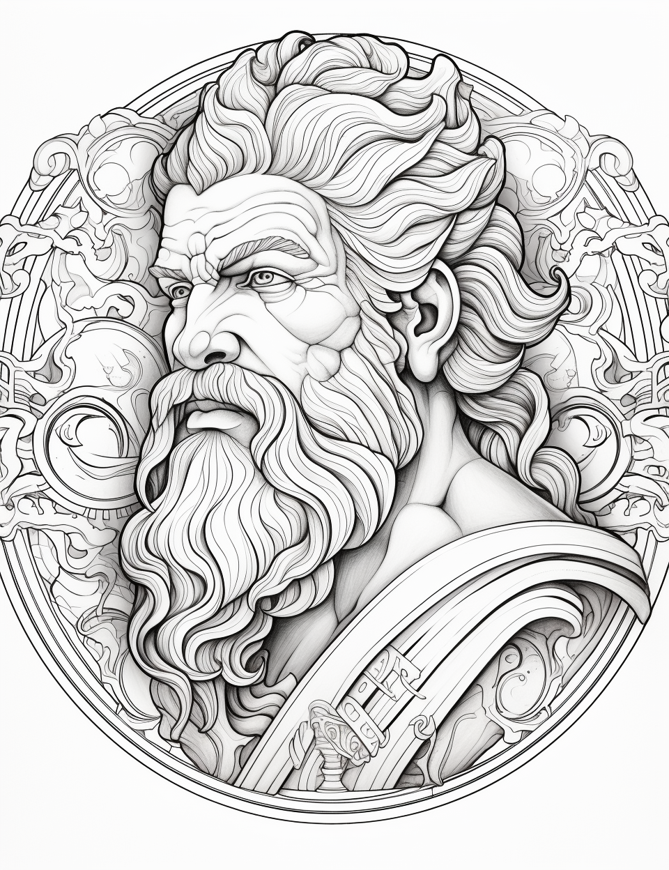 Hephaestus Mandala Coloring Page Design