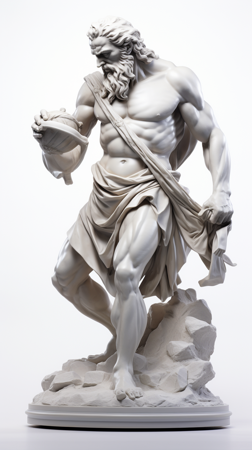 Statue of Hephaestus on white background