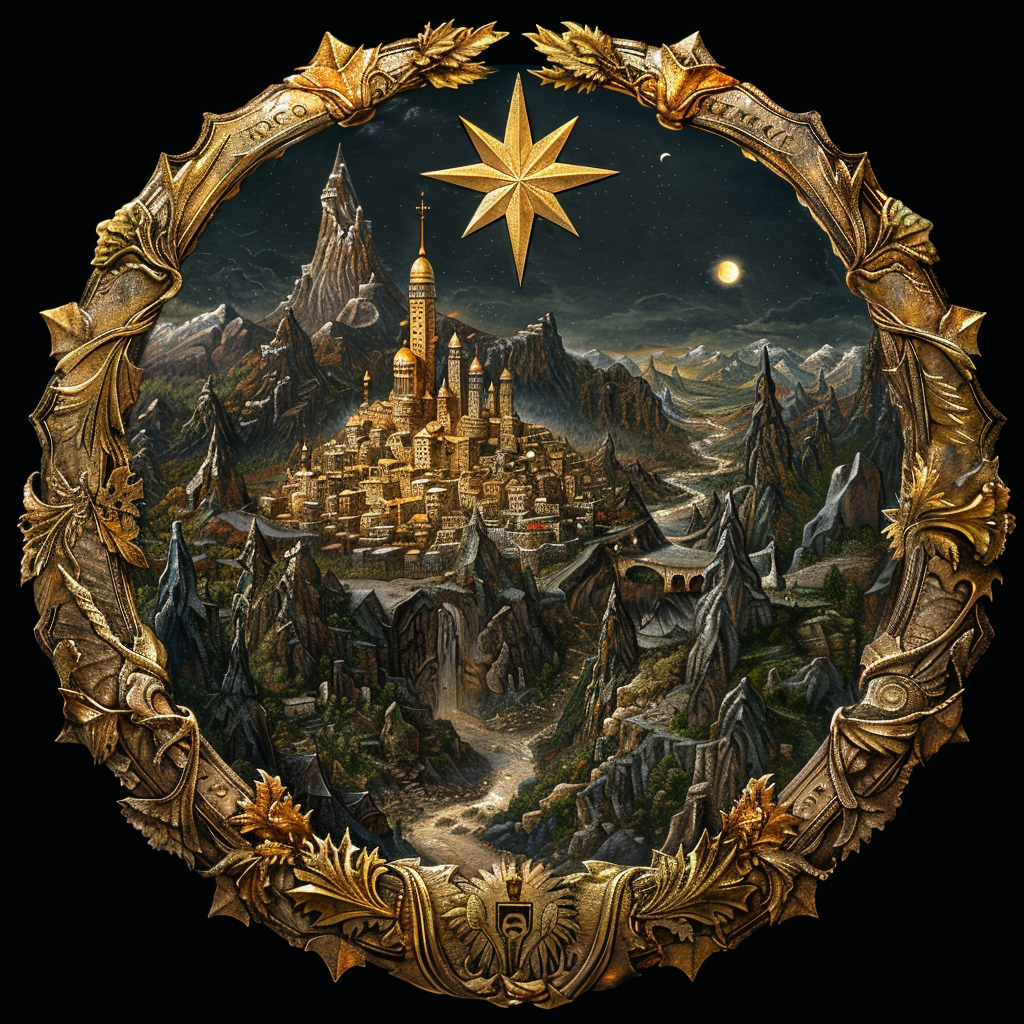 Heraldic Balon Golden City Mountain Star