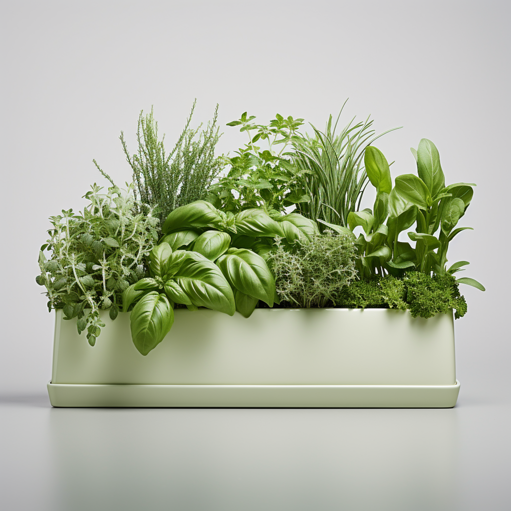 Various herbs in a container garden