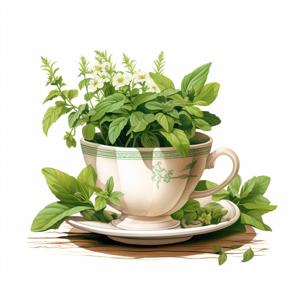 Herb tea in vessel