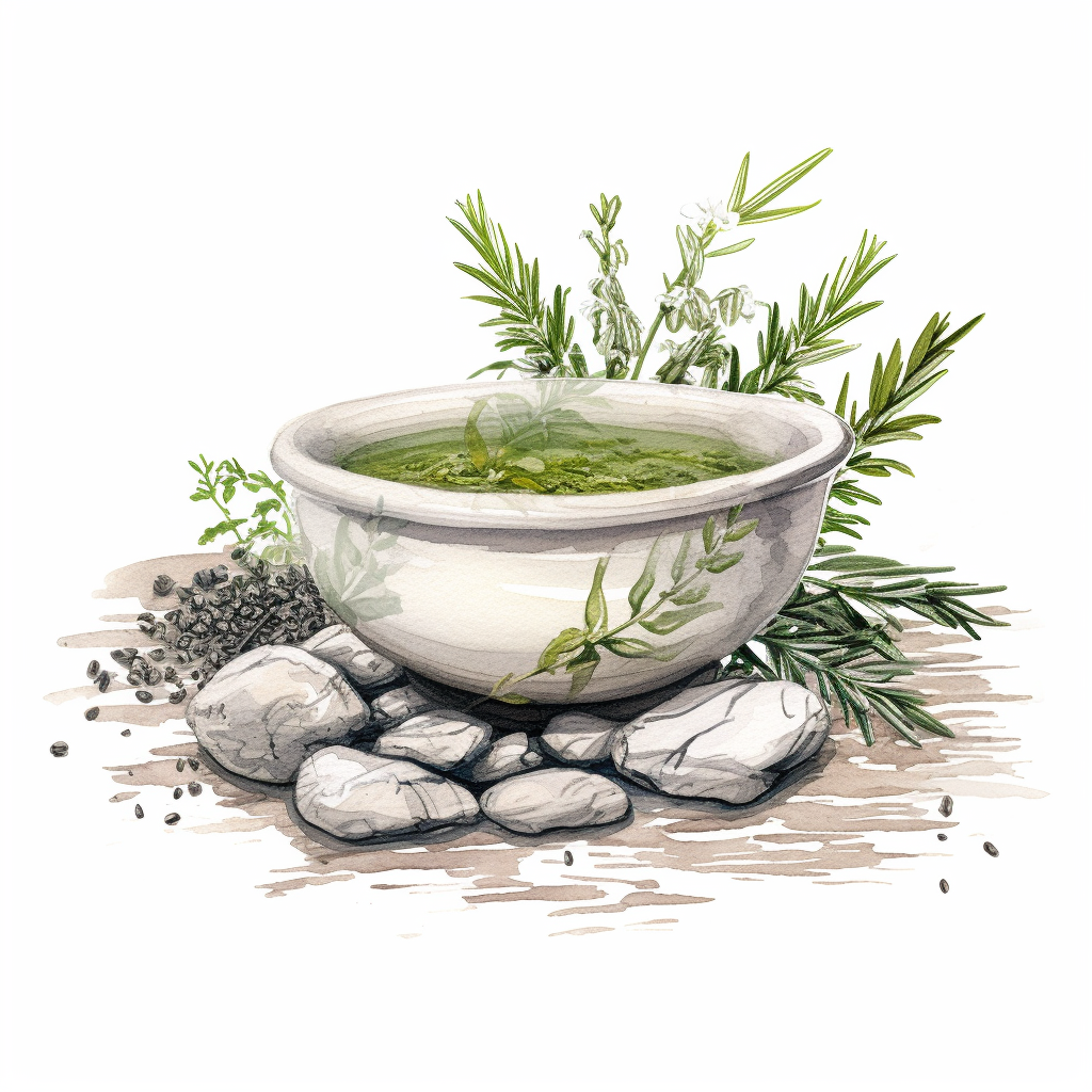 Herbal Tea in Stone Bowl