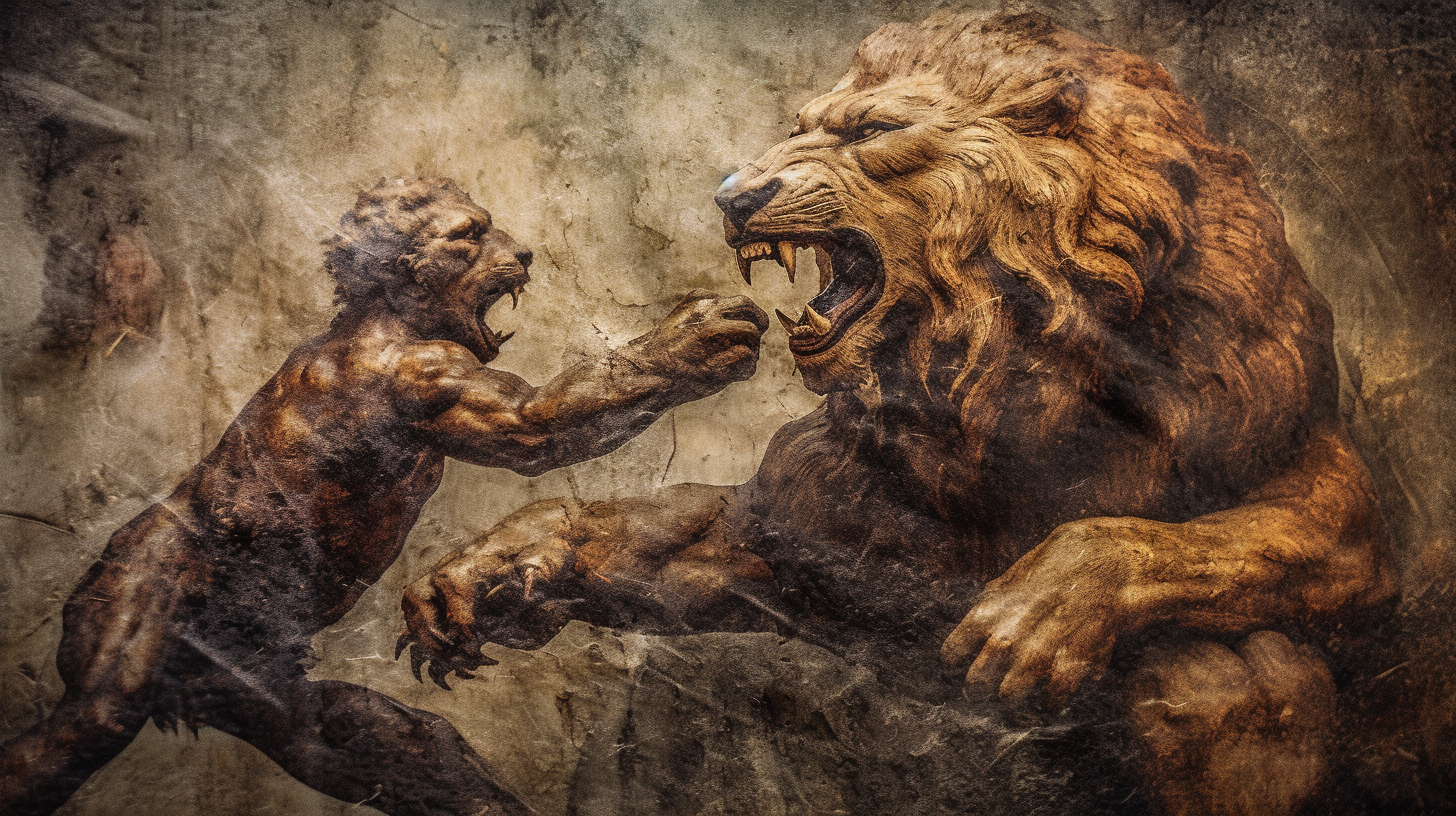 Hercules battling the Nemean Lion