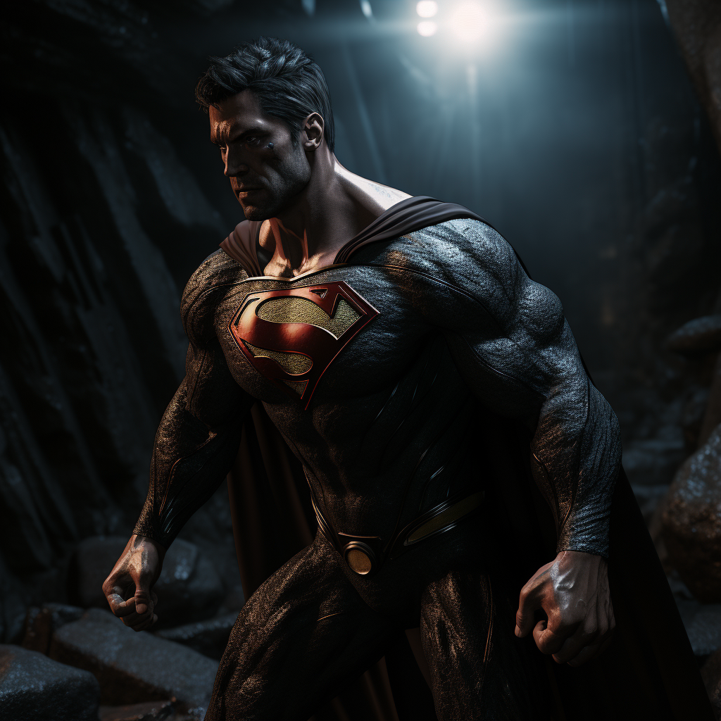 Strong Hercules in Superman suit on rescue mission