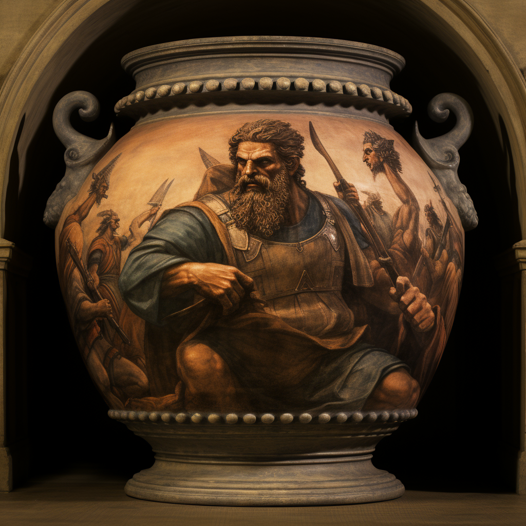 Ancient Greek vase depicting Hercules as a US Senator