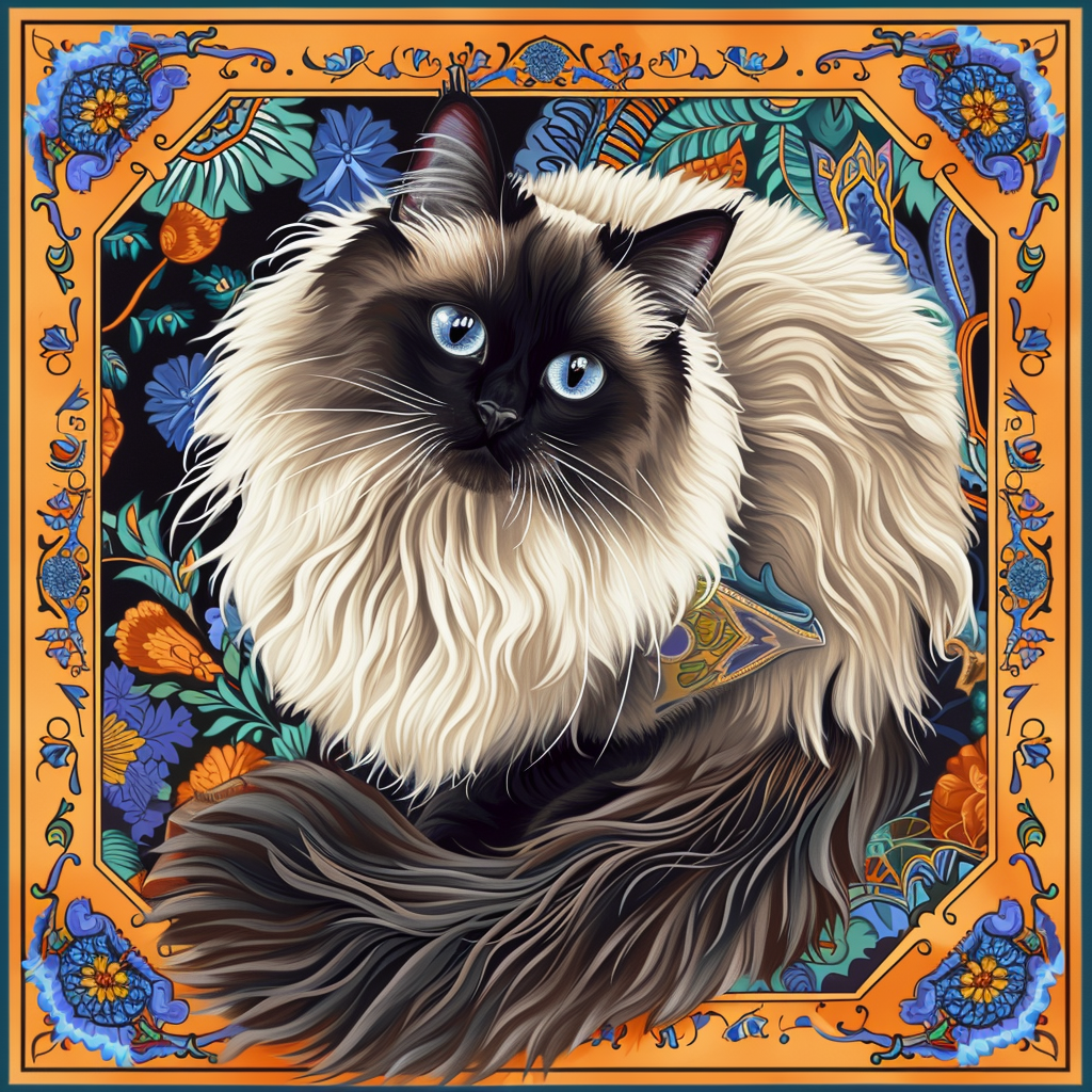 Hermes Silk Scarf Design with Cat in Litterbox