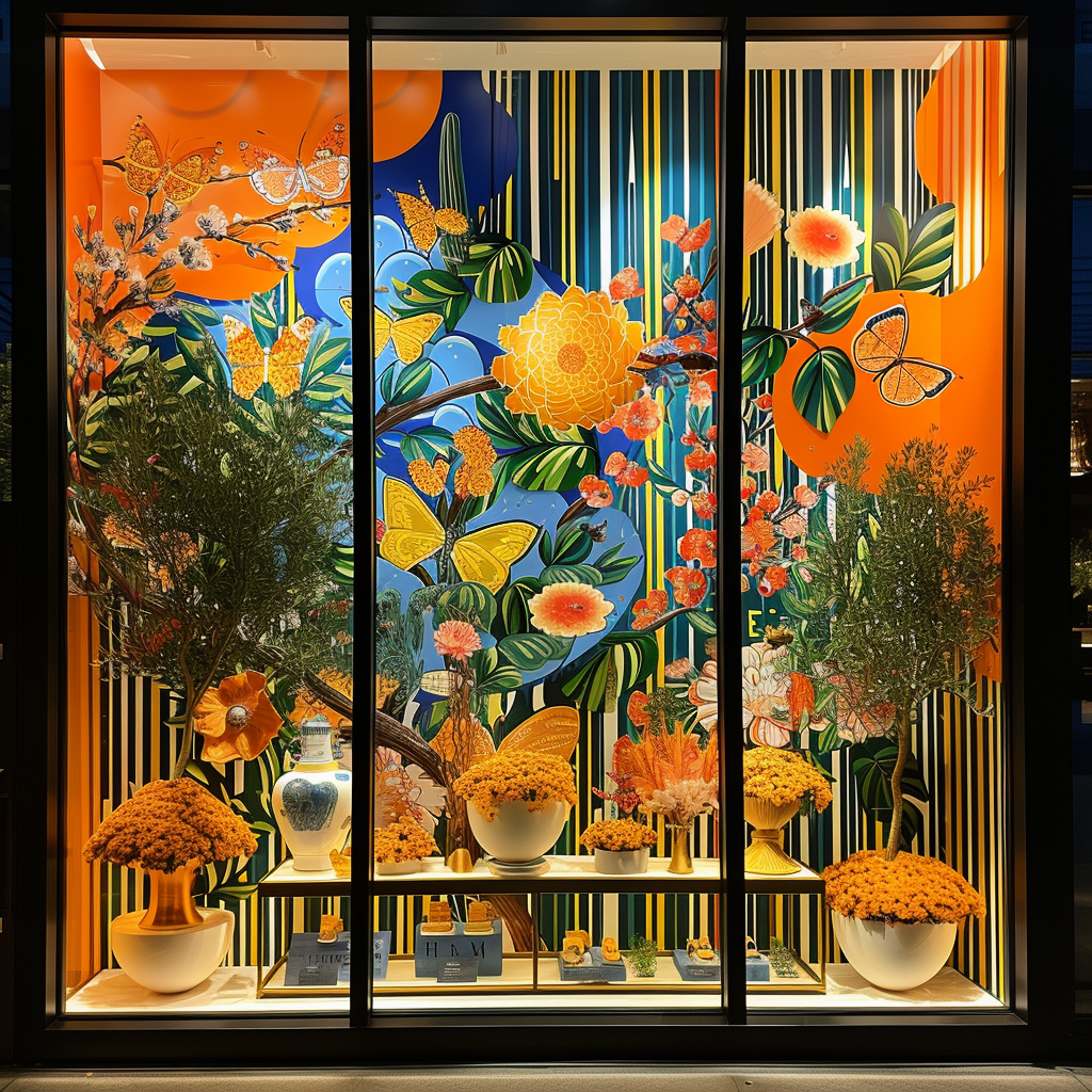 Hermès Store Window Display - 1980s Music Elements