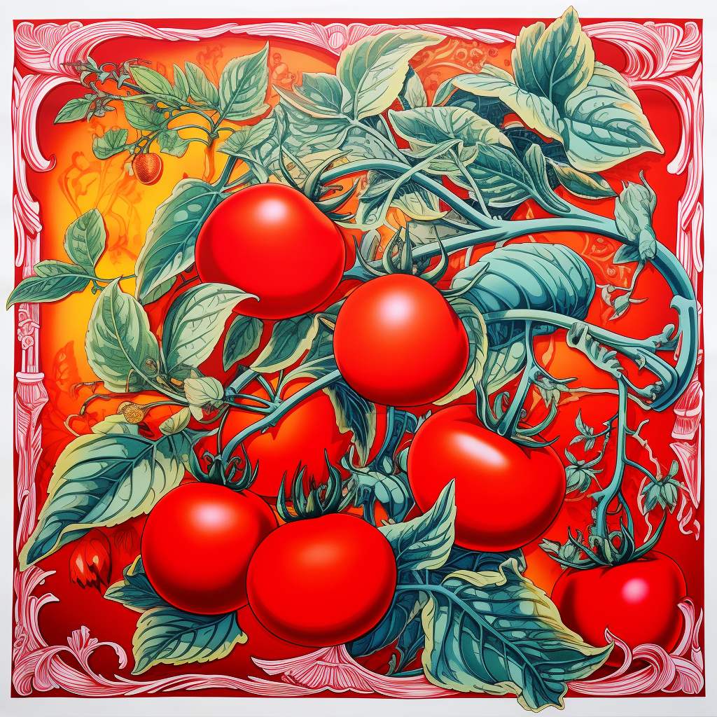 Beautiful Hermes Silk Scarf with Tomato Pattern